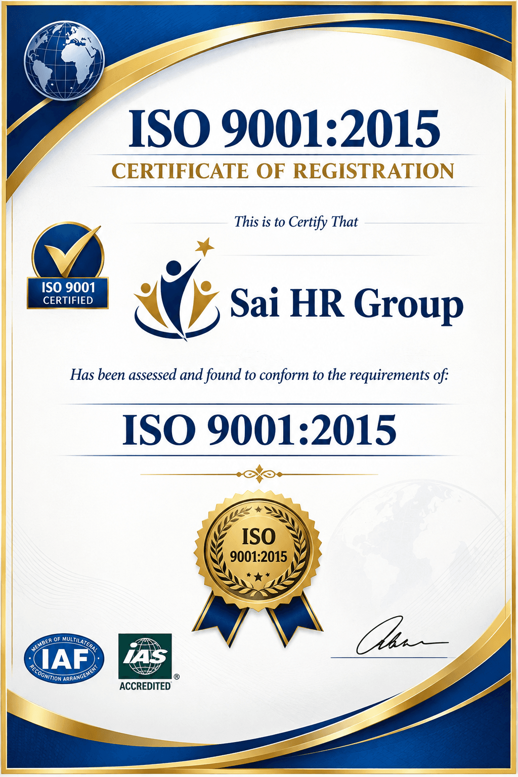 ISO 9001:2015 certificate